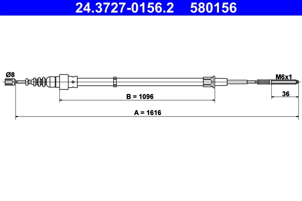 Cable Pull, parking brake 24.3727-0156.2