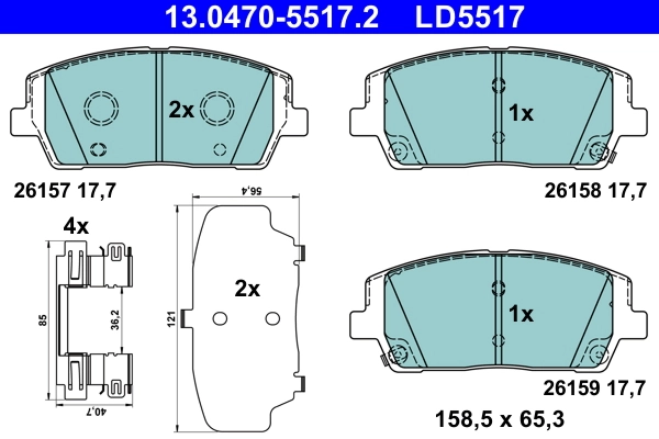 Brake Pad Set, disc brake ATE Ceramic 13.0470-5517.2