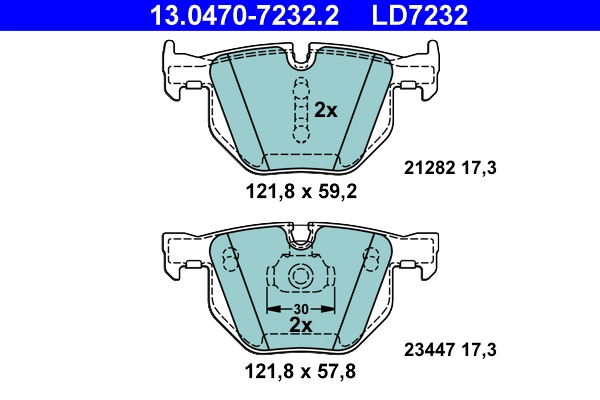 Brake Pad Set, disc brake ATE Ceramic 13.0470-7232.2