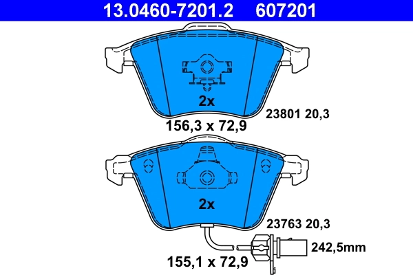 Brake Pad Set, disc brake 13.0460-7201.2