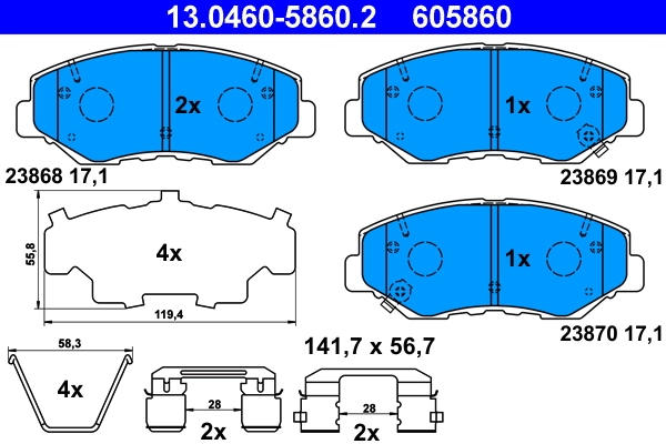 Brake Pad Set, disc brake 13.0460-5860.2