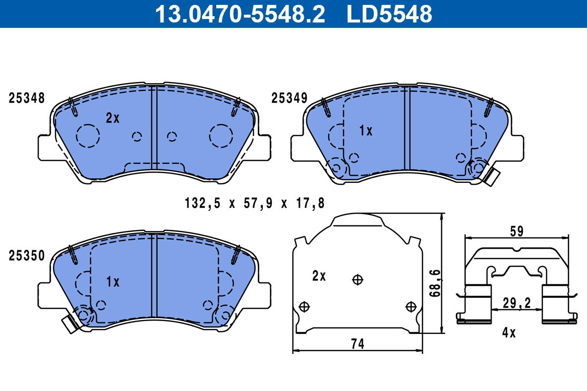 Brake Pad Set, disc brake ATE Ceramic 13.0470-5548.2