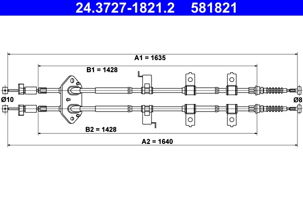 Cable Pull, parking brake 24.3727-1821.2