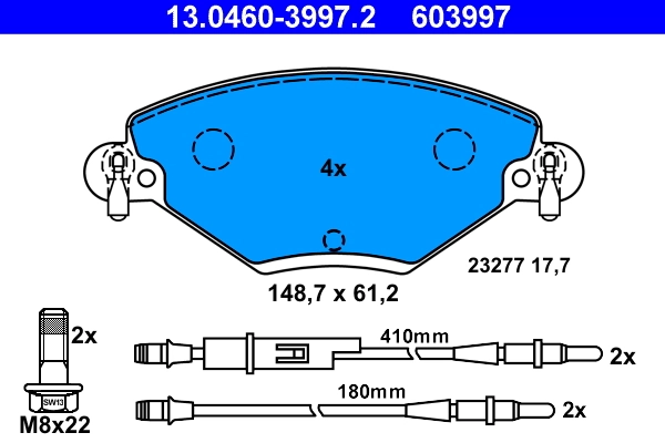 Brake Pad Set, disc brake 13.0460-3997.2