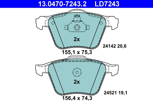 Brake Pad Set, disc brake ATE Ceramic 13.0470-7243.2