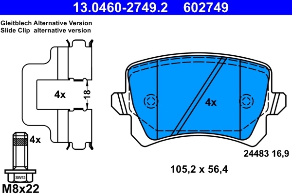 Brake Pad Set, disc brake 13.0460-2749.2