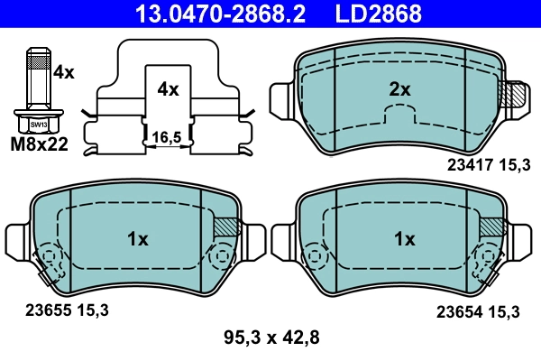 Brake Pad Set, disc brake ATE Ceramic 13.0470-2868.2