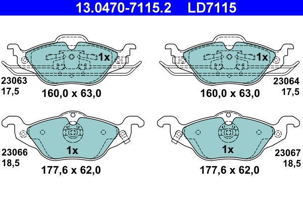 Brake Pad Set, disc brake ATE Ceramic 13.0470-7115.2