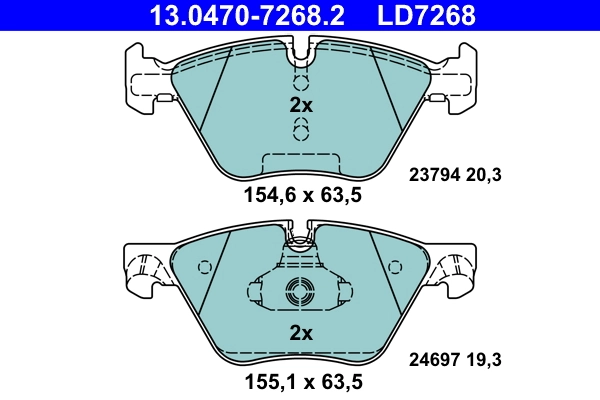 Brake Pad Set, disc brake ATE Ceramic 13.0470-7268.2