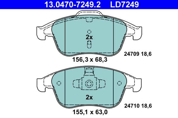 Brake Pad Set, disc brake ATE Ceramic 13.0470-7249.2
