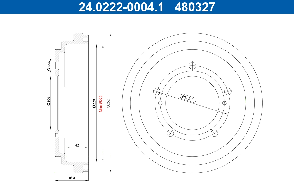 Brake Drum 24.0222-0004.1