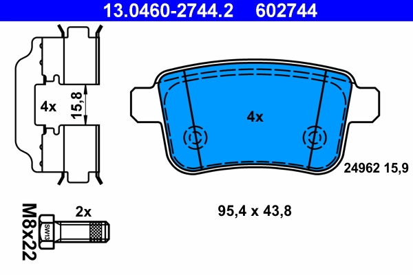 Brake Pad Set, disc brake 13.0460-2744.2
