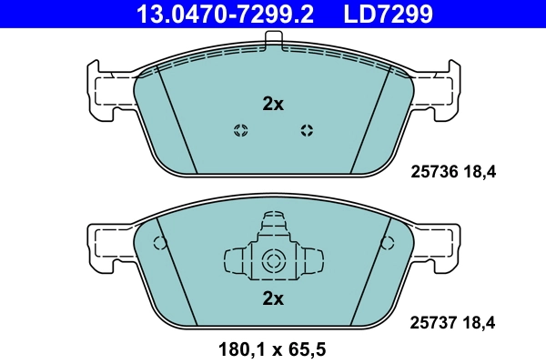 Brake Pad Set, disc brake ATE Ceramic 13.0470-7299.2