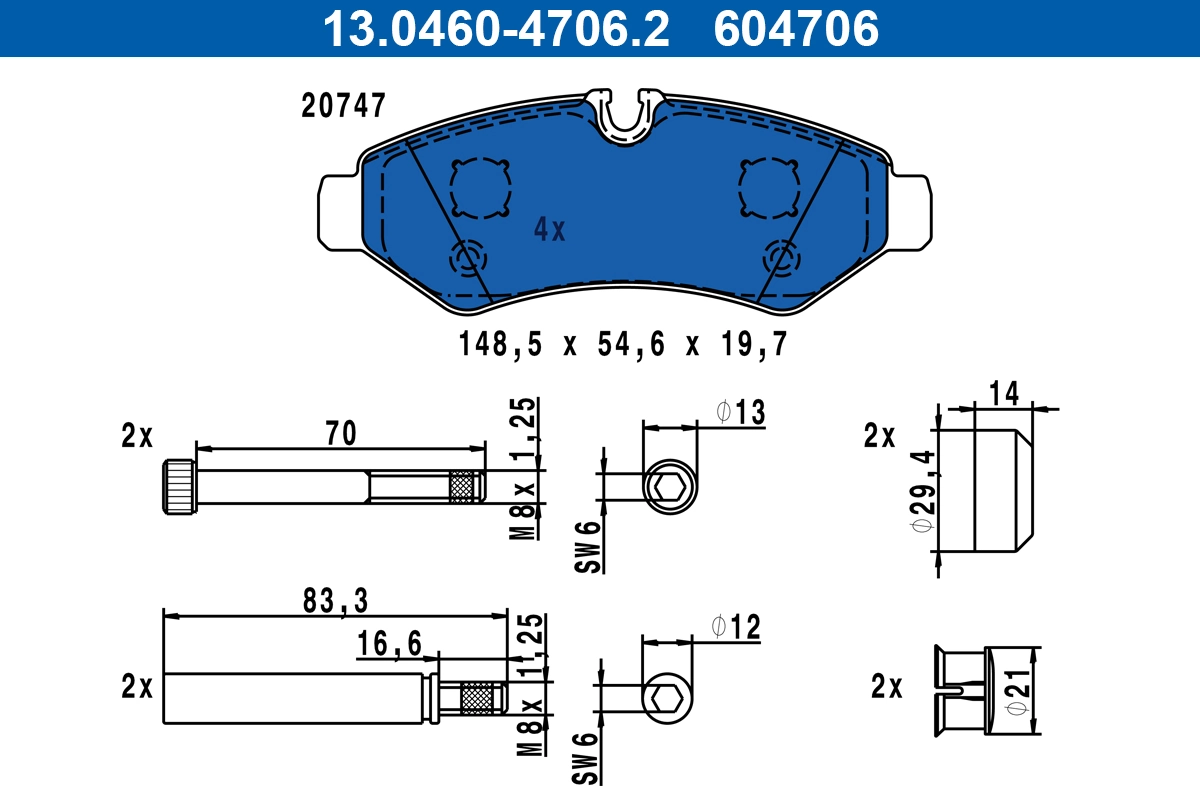 Brake Pad Set, disc brake 13.0460-4706.2