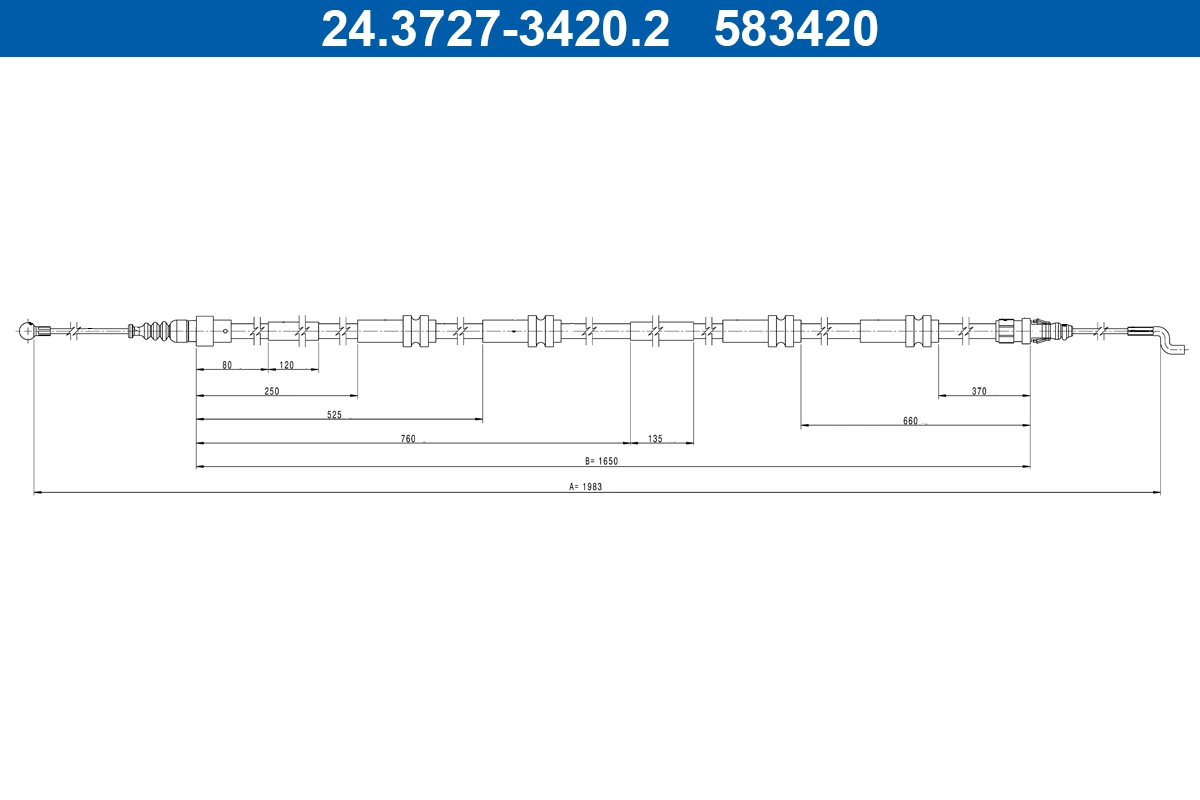 Cable Pull, parking brake 24.3727-3420.2