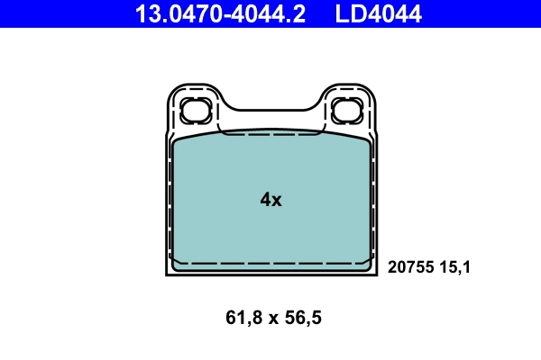 Brake Pad Set, disc brake ATE Ceramic 13.0470-4044.2
