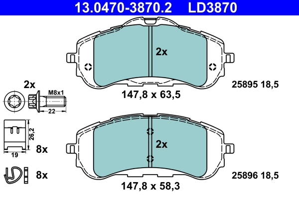 Brake Pad Set, disc brake ATE Ceramic 13.0470-3870.2