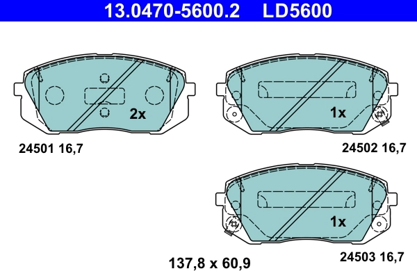 Brake Pad Set, disc brake ATE Ceramic 13.0470-5600.2