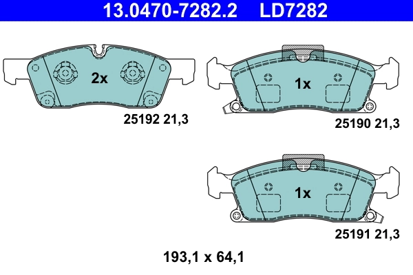 Brake Pad Set, disc brake ATE Ceramic 13.0470-7282.2