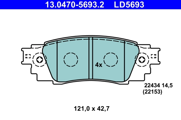 Brake Pad Set, disc brake ATE Ceramic 13.0470-5693.2