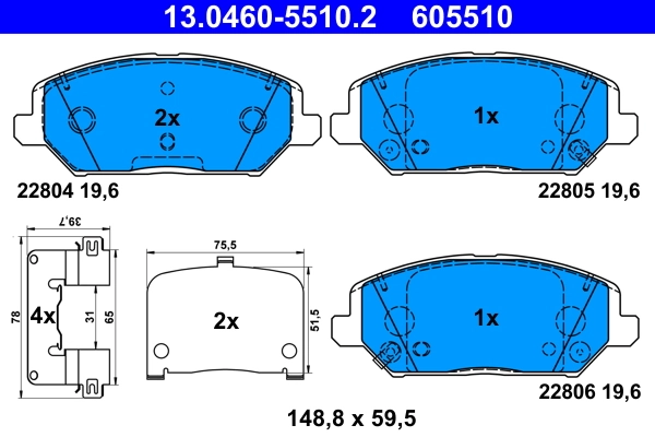 Brake Pad Set, disc brake 13.0460-5510.2