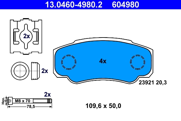Brake Pad Set, disc brake 13.0460-4980.2