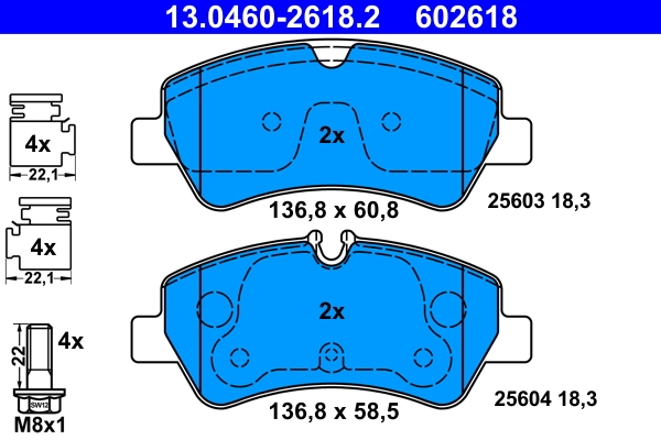 Brake Pad Set, disc brake 13.0460-2618.2