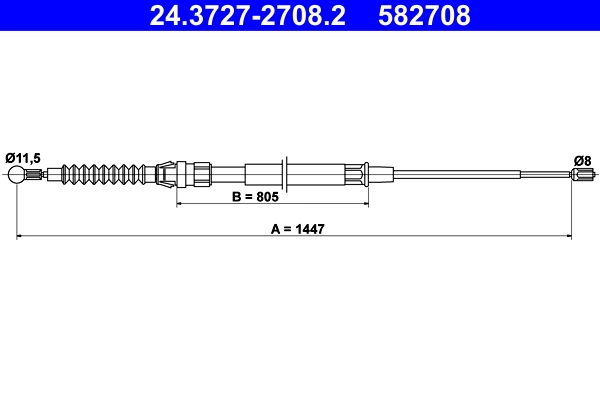 Cable Pull, parking brake 24.3727-2708.2