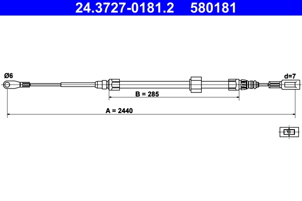 Cable Pull, parking brake 24.3727-0181.2