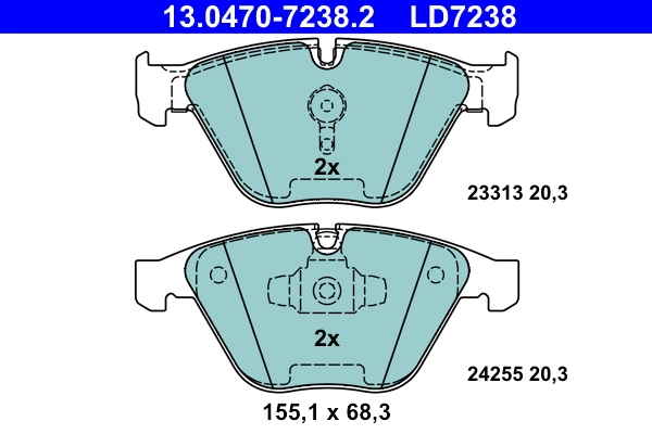 Brake Pad Set, disc brake ATE Ceramic 13.0470-7238.2