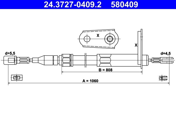 Cable Pull, parking brake 24.3727-0409.2