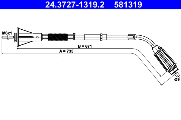Cable Pull, parking brake 24.3727-1319.2