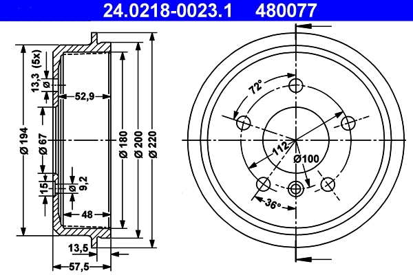 Brake Drum 24.0218-0023.1