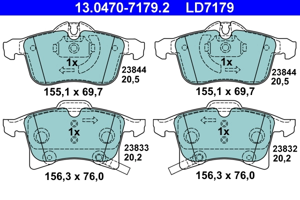 Brake Pad Set, disc brake ATE Ceramic 13.0470-7179.2