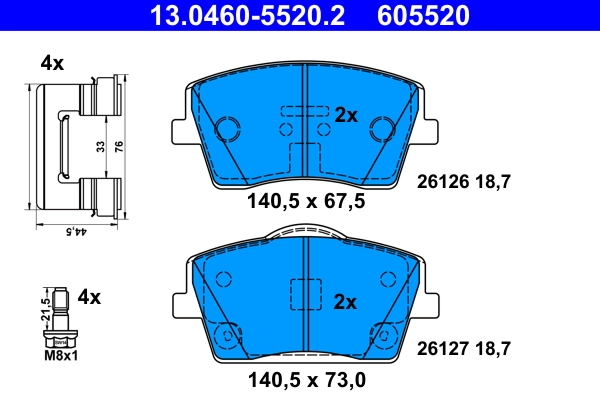 Brake Pad Set, disc brake 13.0460-5520.2