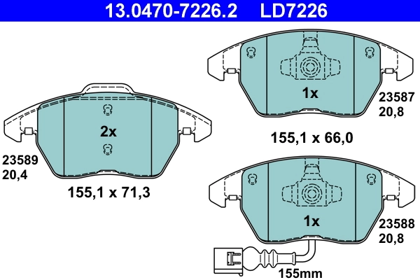 Brake Pad Set, disc brake ATE Ceramic 13.0470-7226.2