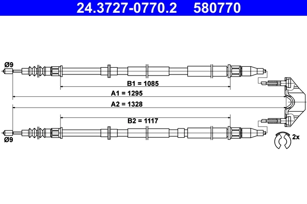 Cable Pull, parking brake 24.3727-0770.2