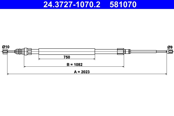 Cable Pull, parking brake 24.3727-1070.2