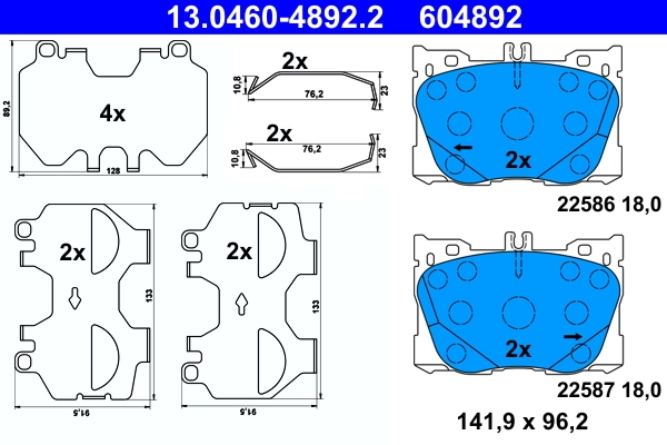 Brake Pad Set, disc brake 13.0460-4892.2