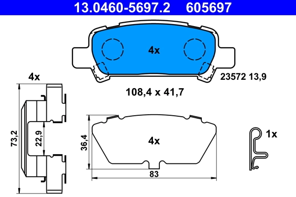 Brake Pad Set, disc brake 13.0460-5697.2