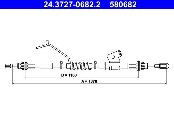 Cable Pull, parking brake 24.3727-0682.2