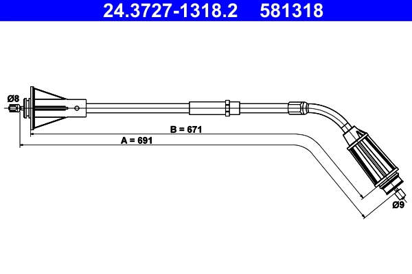 Cable Pull, parking brake 24.3727-1318.2
