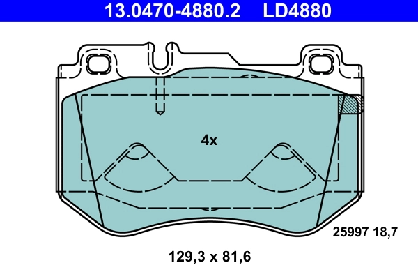 Brake Pad Set, disc brake ATE Ceramic 13.0470-4880.2