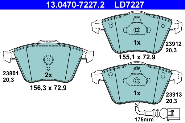 Brake Pad Set, disc brake ATE Ceramic 13.0470-7227.2