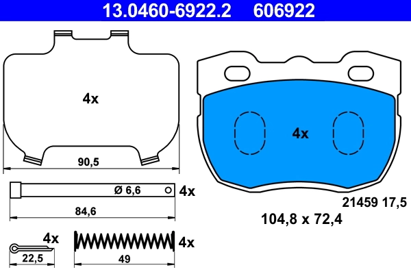 Brake Pad Set, disc brake 13.0460-6922.2