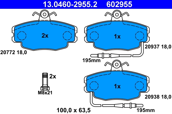 Brake Pad Set, disc brake 13.0460-2955.2