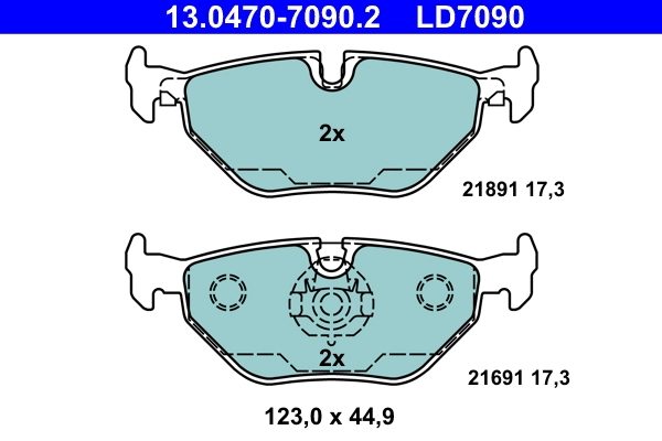 Brake Pad Set, disc brake ATE Ceramic 13.0470-7090.2