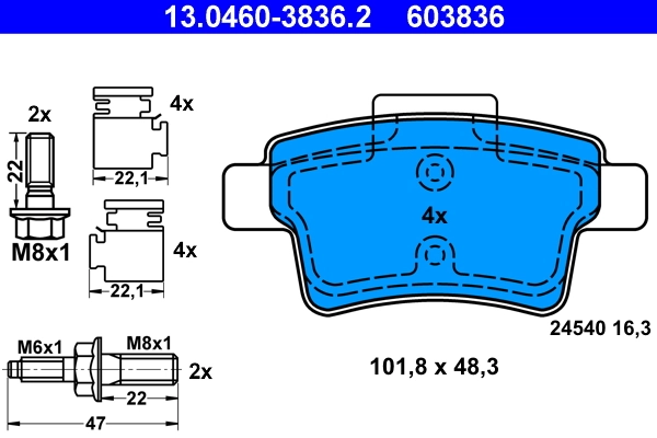 Brake Pad Set, disc brake 13.0460-3836.2