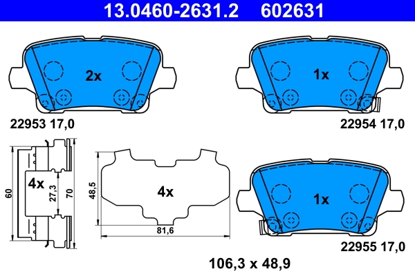 Brake Pad Set, disc brake 13.0460-2631.2