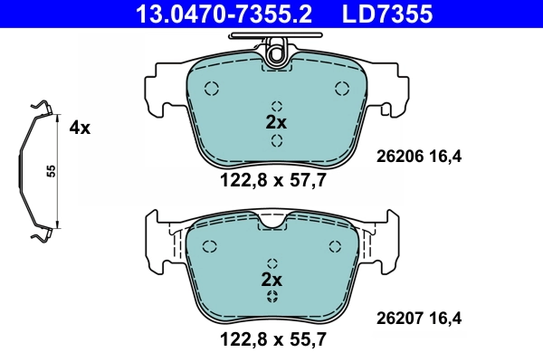 Brake Pad Set, disc brake ATE Ceramic 13.0470-7355.2